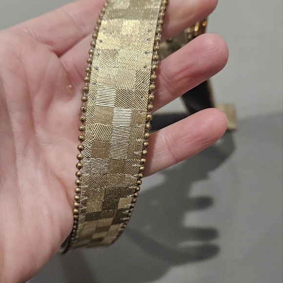 ELITE Fresno Vintage Gold metallic checkered belt. Size L - Picture 8 of 9